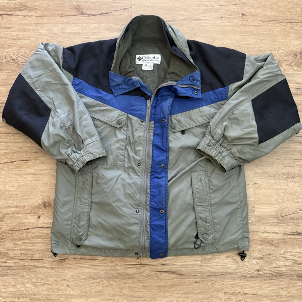 Vintage Columbia Jacket Mens L Windbreaker Coat‎ Removable Fleece Liner 90s